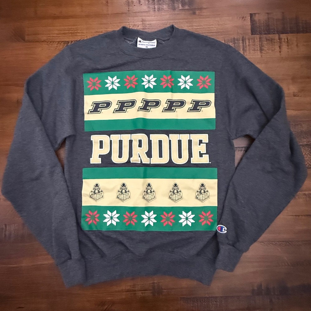 Champion Drake Gray Purdue‎ Ugly Christmas Crewneck Sweatshirt College XS